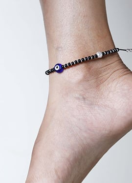 Silver Moti Anklets
