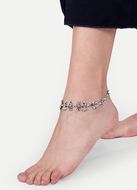Silver Oxidised Anklets