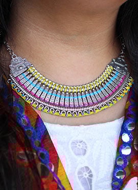 Silver Oxidised Beads Choker