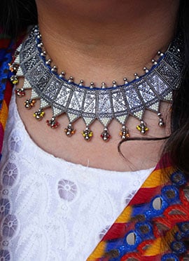 Silver Oxidised Beads Choker