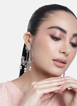 Silver Oxidised Beads Work Danglers