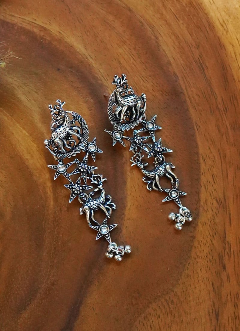 Silver Oxidised Danglers
