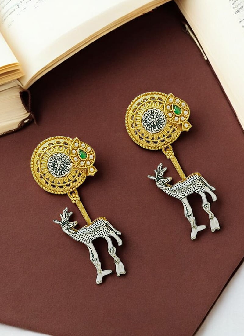 Silver Oxidised Danglers Festive Wear