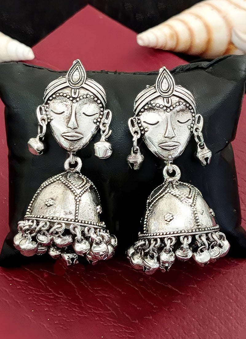 Silver Oxidised Jhumka