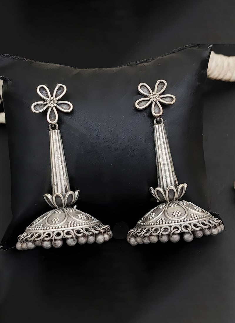 Silver Oxidised Jhumka