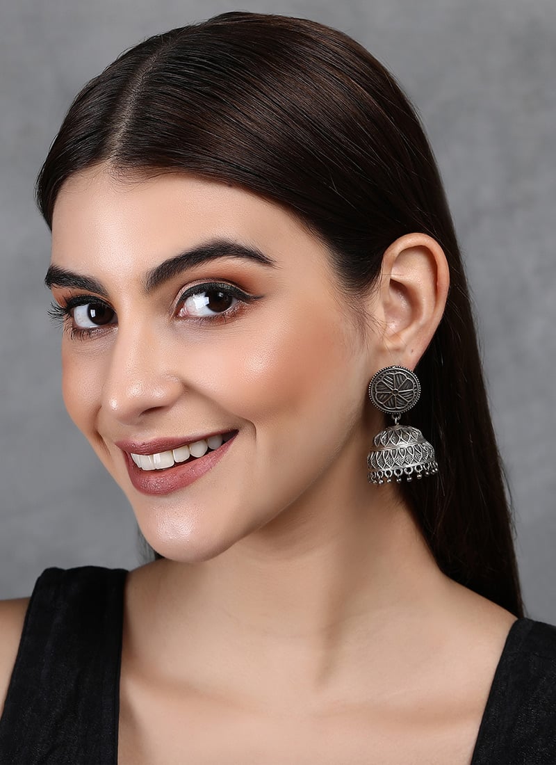 Silver Oxidised Jhumka