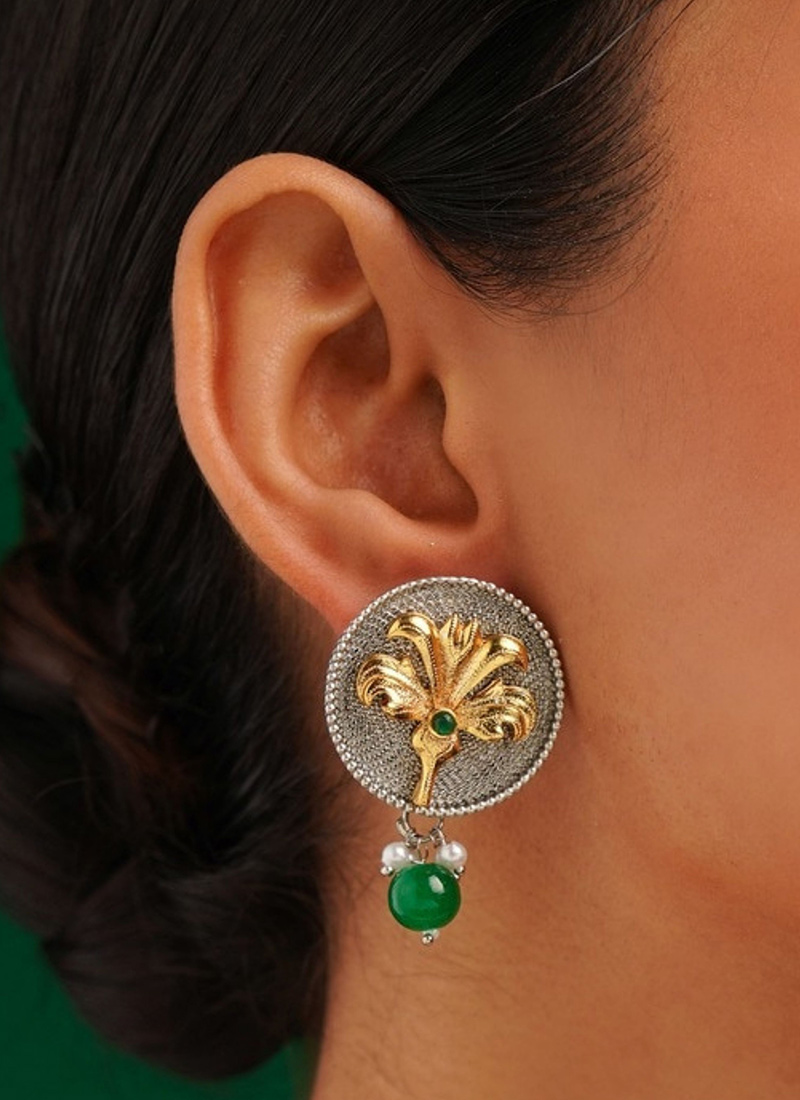 Silver Oxidised Moti Drops Festive Wear