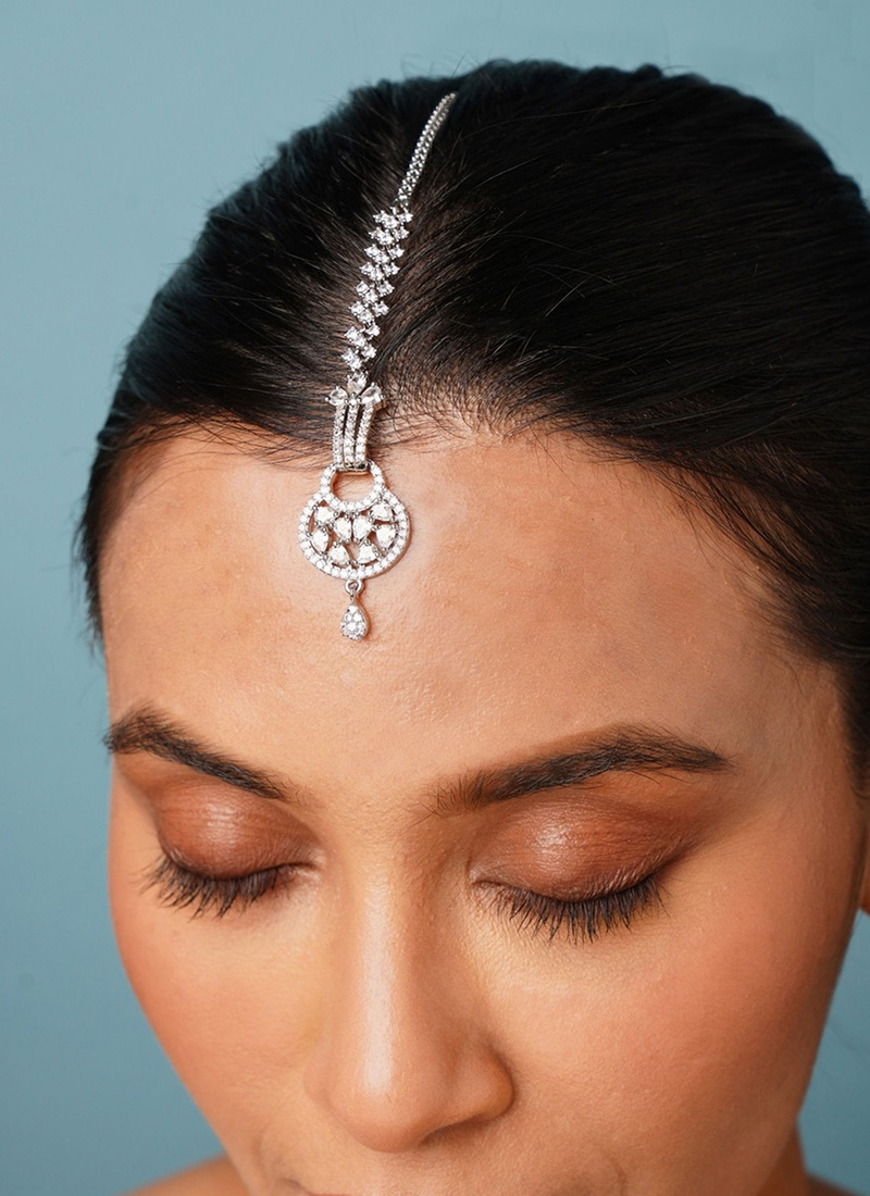 Silver Plated Kundan And Stone Mangtikka Festive Wear