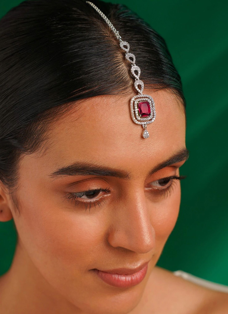 Silver Plated Kundan And Stone Mangtikka Festive Wear