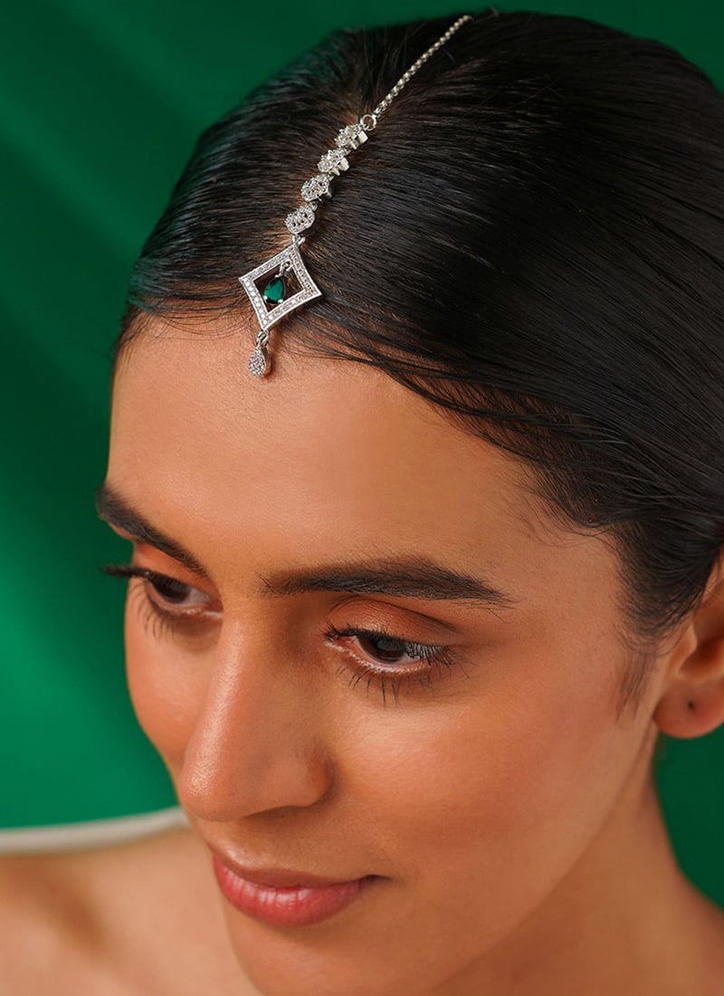 Silver Plated Kundan And Stone Mangtikka