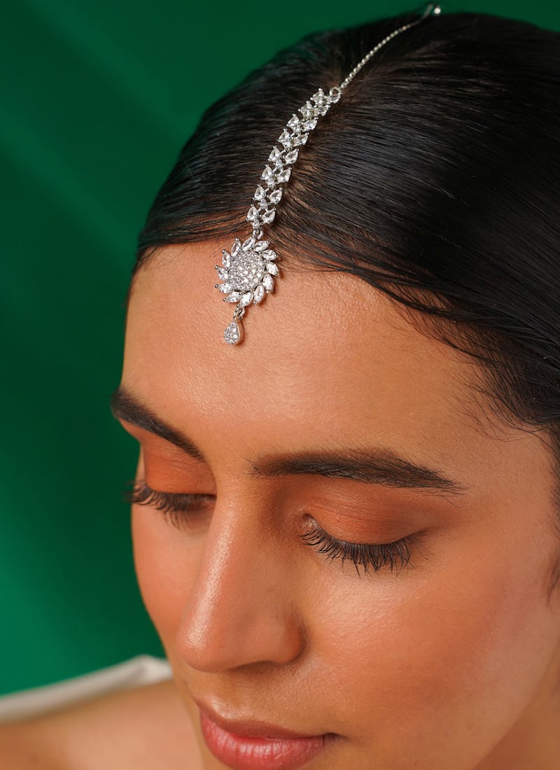 Silver Plated Kundan And Stone Mangtikka
