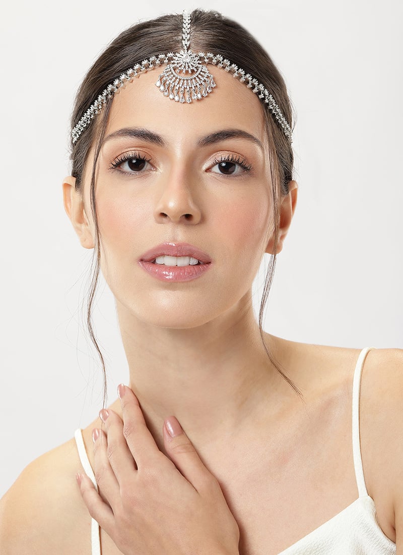 Silver Plated Kundan And Stone Matha Patti Festive Wear