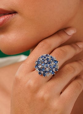 Silver Plated Kundan And Stone Ring