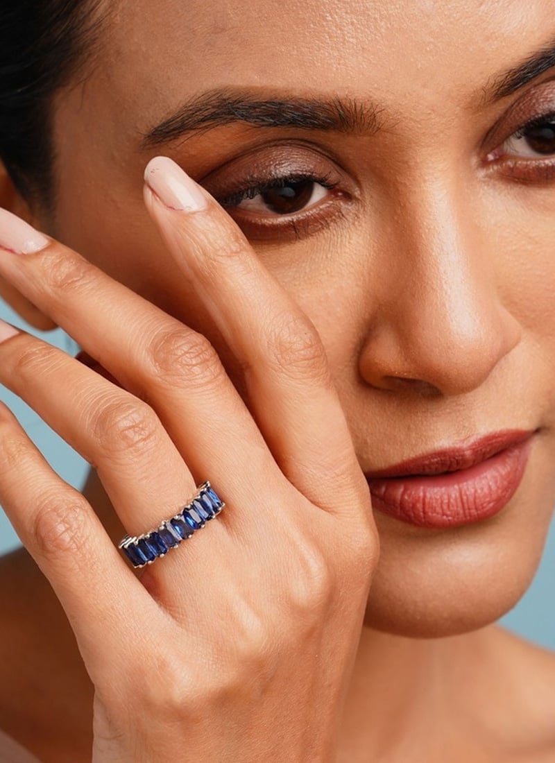 Silver Plated Kundan Ring