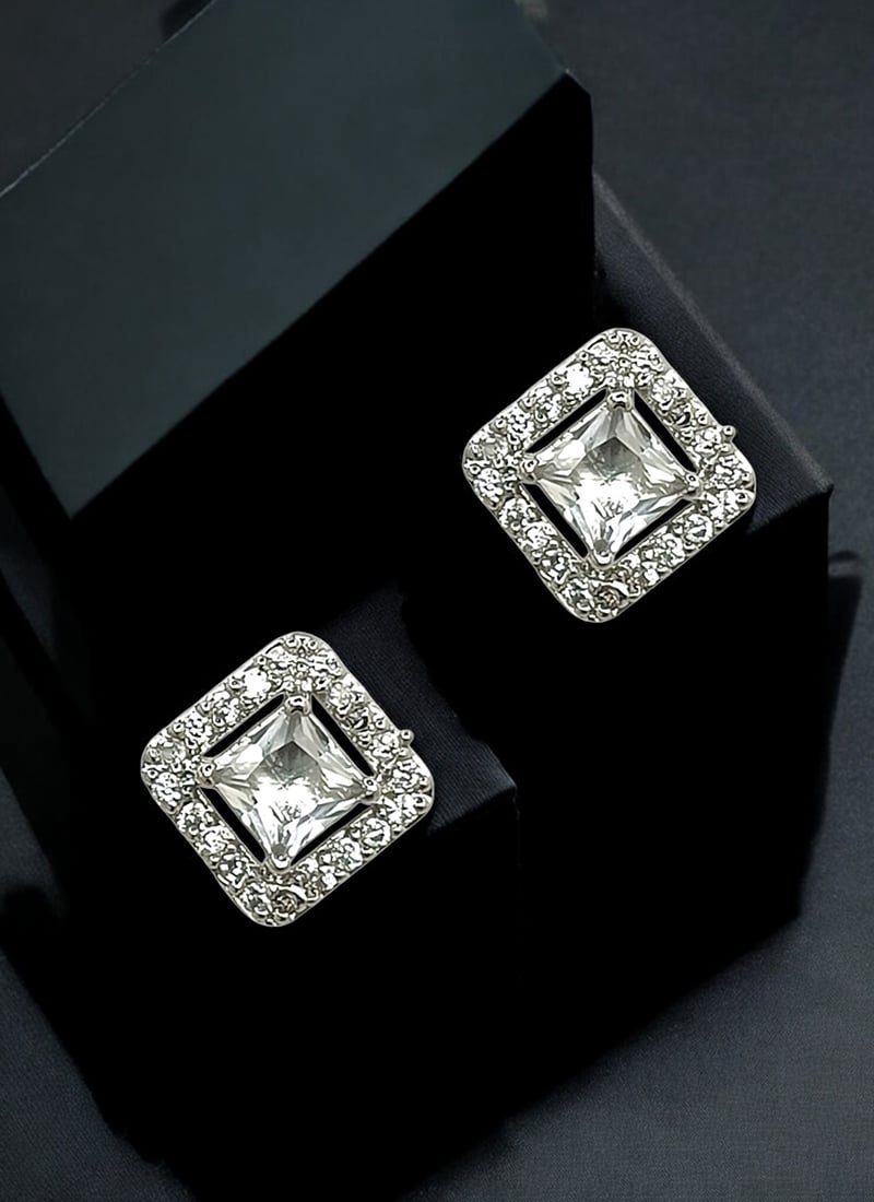Silver Plated Kundan Stones Stud Festive Wear