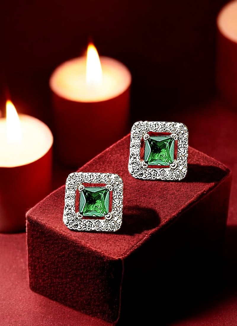 Silver Plated Kundan Stones Stud Festive Wear