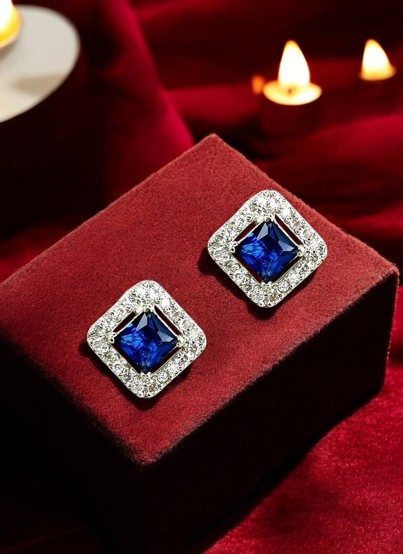 Silver Plated Kundan Stones Stud Festive Wear