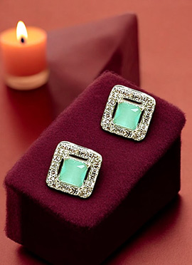 Silver Plated Kundan Stones Stud