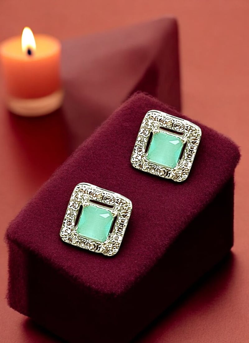 Silver Plated Kundan Stones Stud Festive Wear