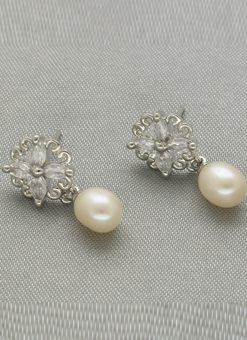 Silver Plated Pearl Kundan Studs After Six Wear