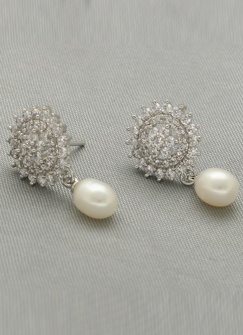 Silver Plated Pearl Stones Studs After Six Wear