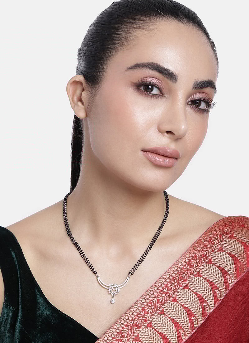 Silver Plated Stone And Beads Mangalsutra