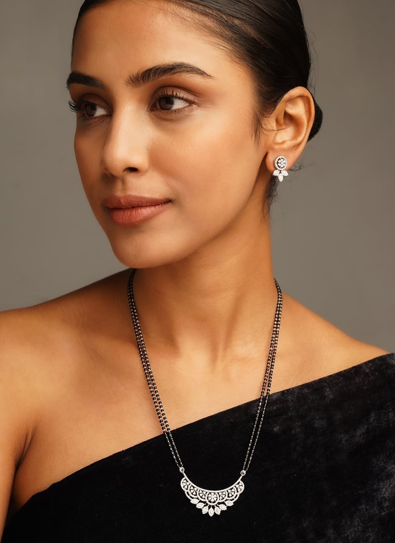 Silver Plated Stone And Beads Mangalsutra