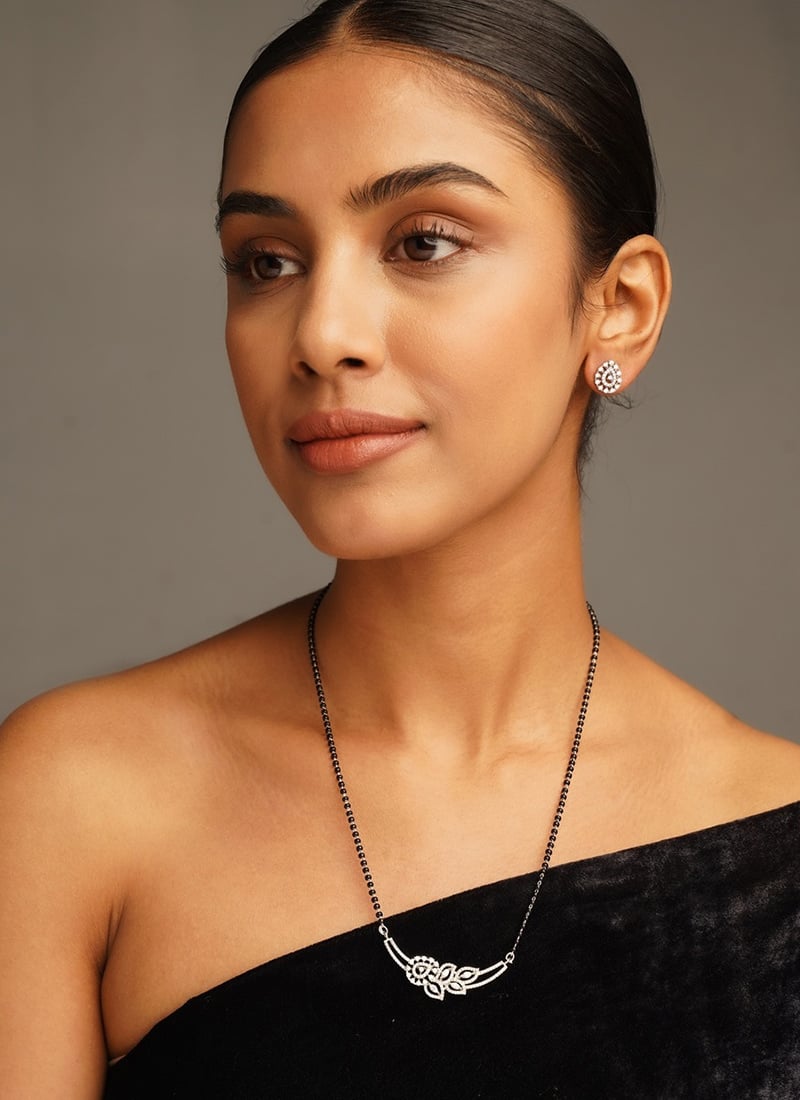 Silver Plated Stone And Beads Mangalsutra Festive Wear