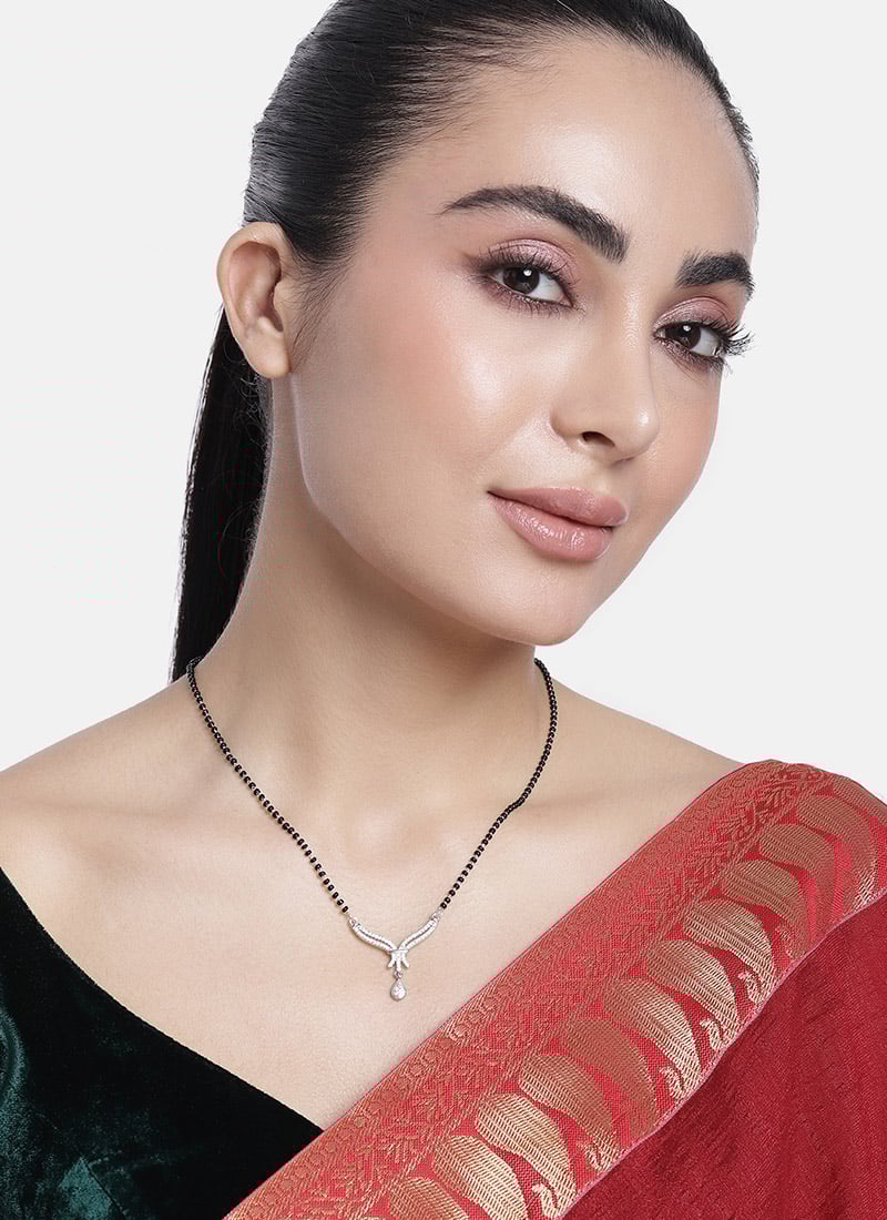 Silver Plated Stone And Beads Mangalsutra