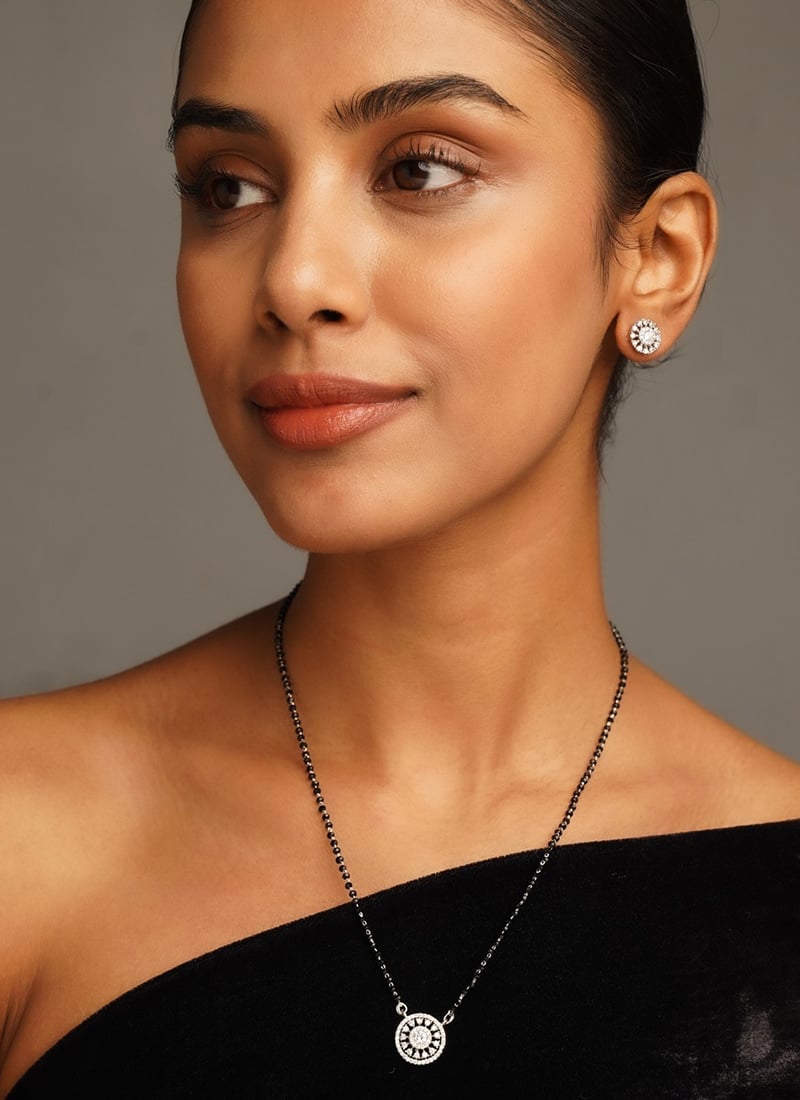 Silver Plated Stone And Beads Mangalsutra
