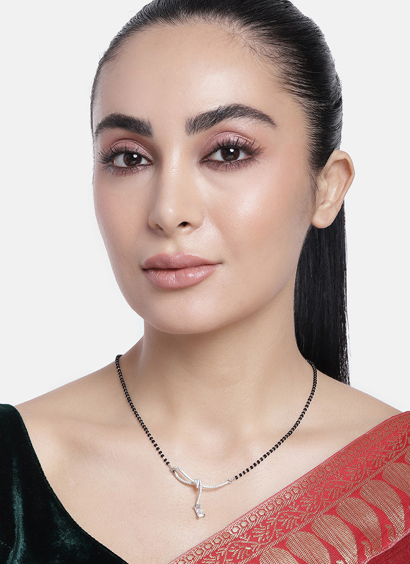 Silver Plated Stone And Beads Mangalsutra Festive Wear