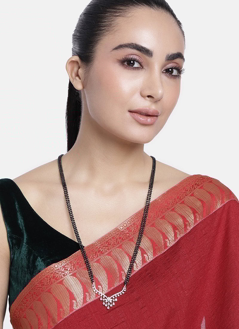Silver Plated Stone And Beads Mangalsutra