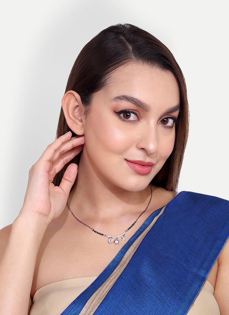 Silver Plated Stone And Beads Mangalsutra