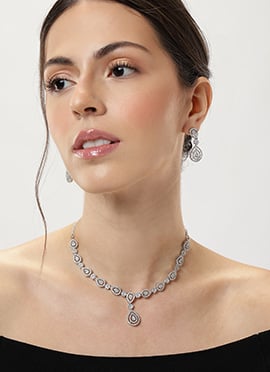 Silver Plated Stone Necklace