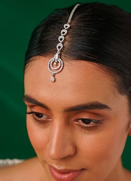 Silver Plated Stone Work Mangtikka