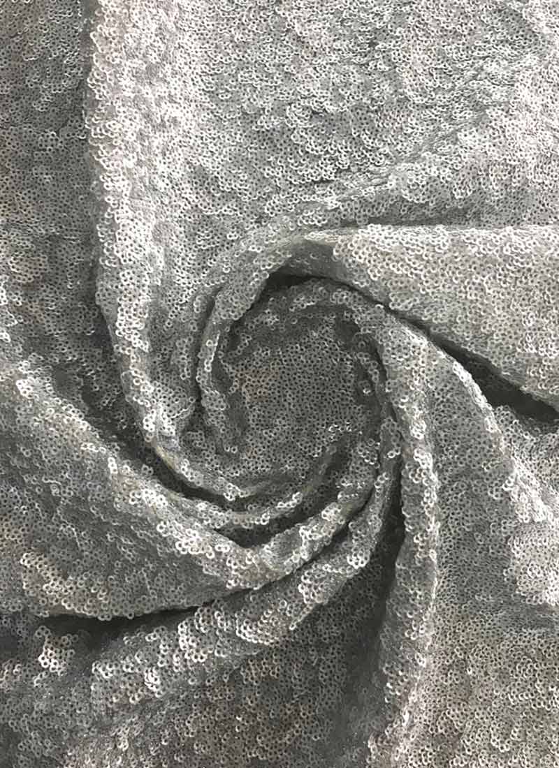 Grey Sequins Embroidered Georgette Fabric