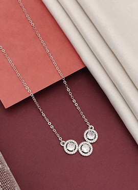 Silver Stone Triple Pendant Chain For Women