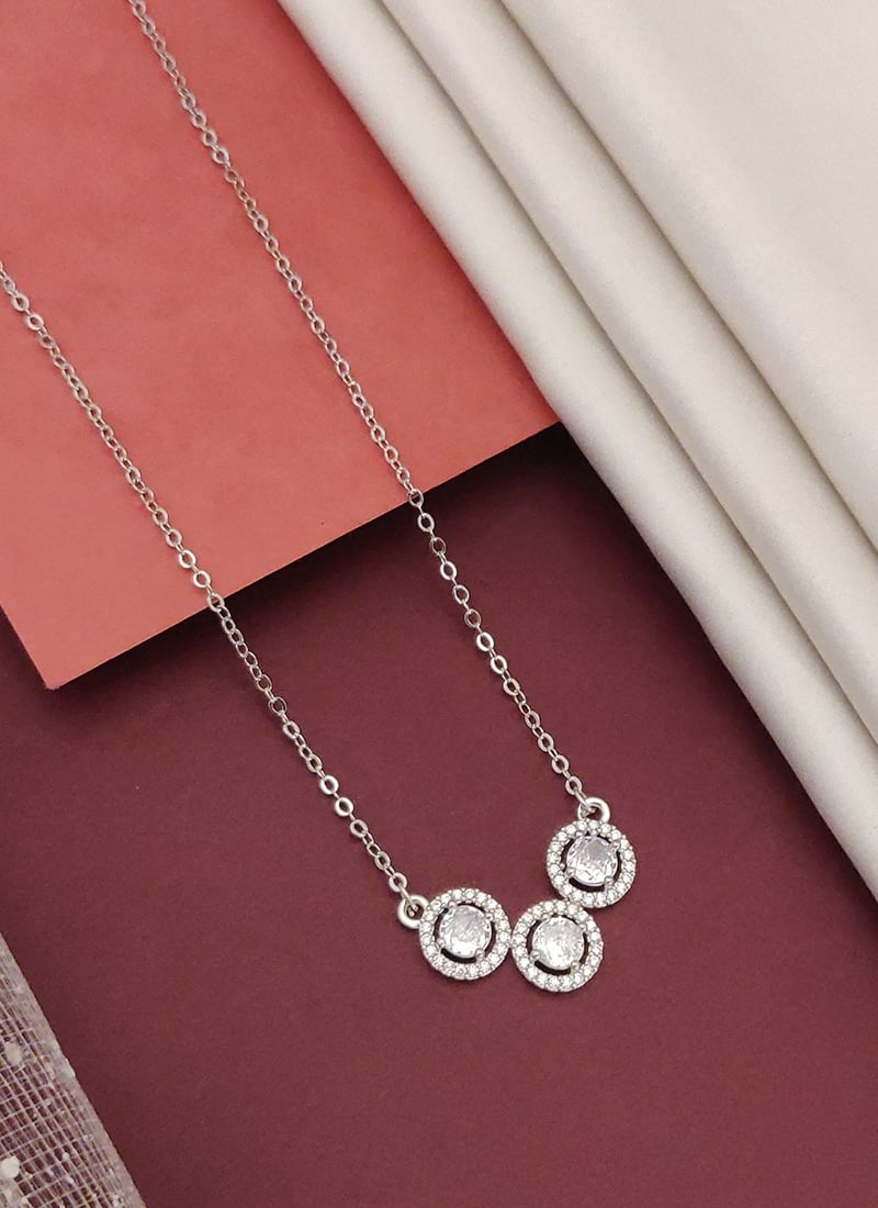 Silver Stone Triple Pendant Chain For Women After Six Wear