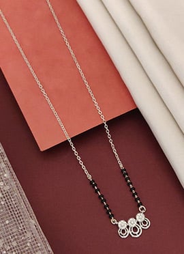 Silver Tone Beads And Stone Stylish Mangalsutra