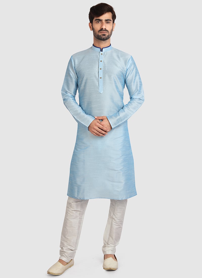 Sky Blue Art Silk Kurta Pyjama