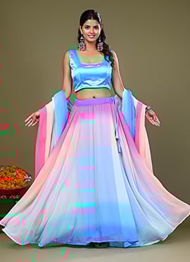 Sky Blue Georgette Embroidered Sequins Regal Lehenga