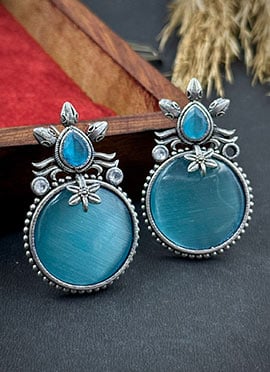 Sky Blue Kundan Drops