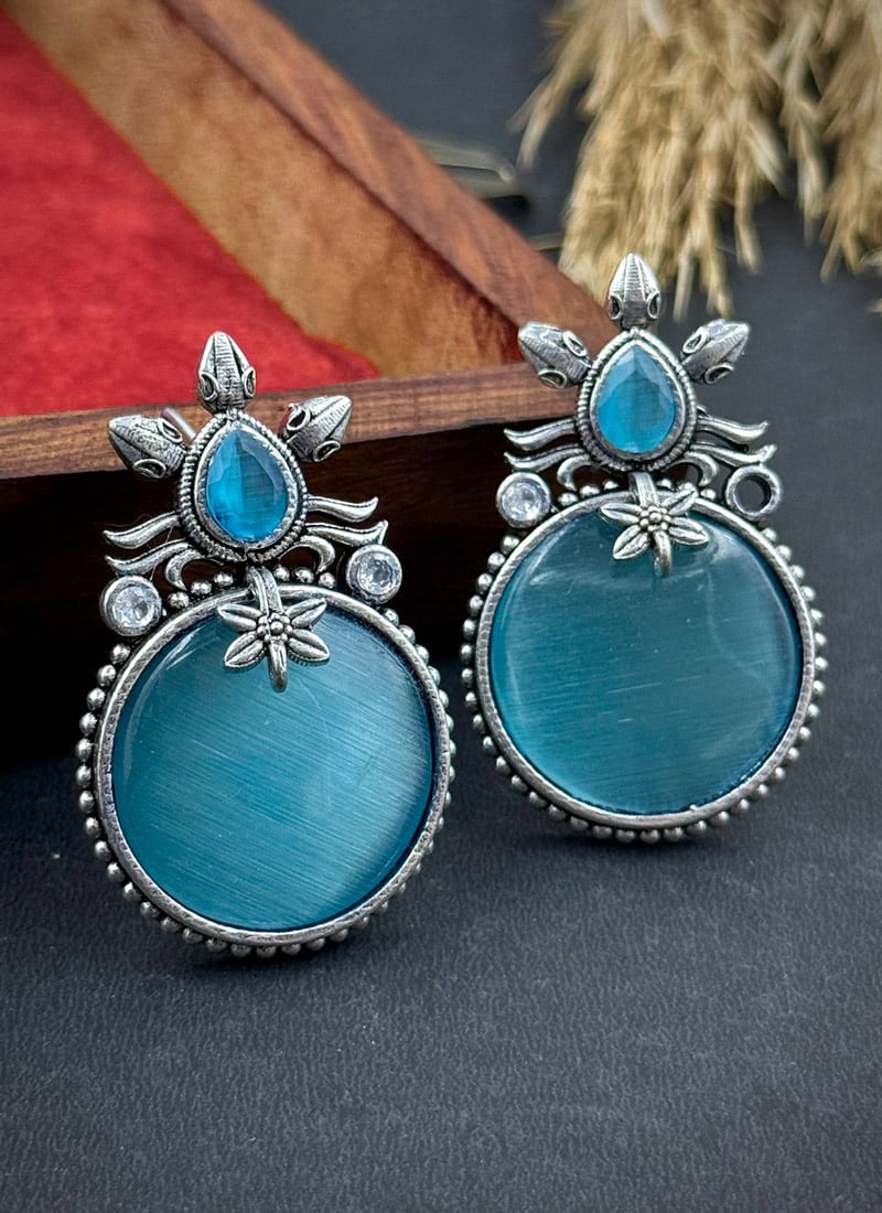 Sky Blue Kundan Drops Festive Wear