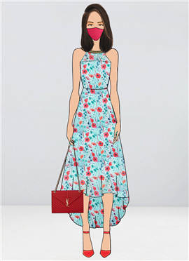 Sky Blue Organza Asymmetrical Dress