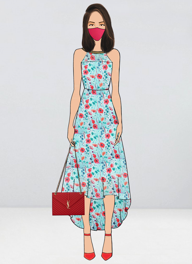 Sky Blue Organza Asymmetrical Dress