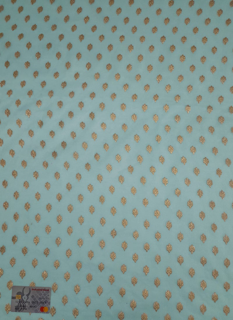 Sky Blue Organza Jacquard Fabric