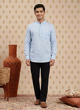 Sky Blue Printed Kurta Pyjama
