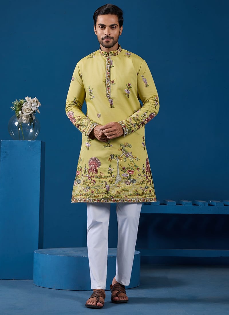 Sleek Black Viscose Silk Embroidered Sequins Thread Kurta