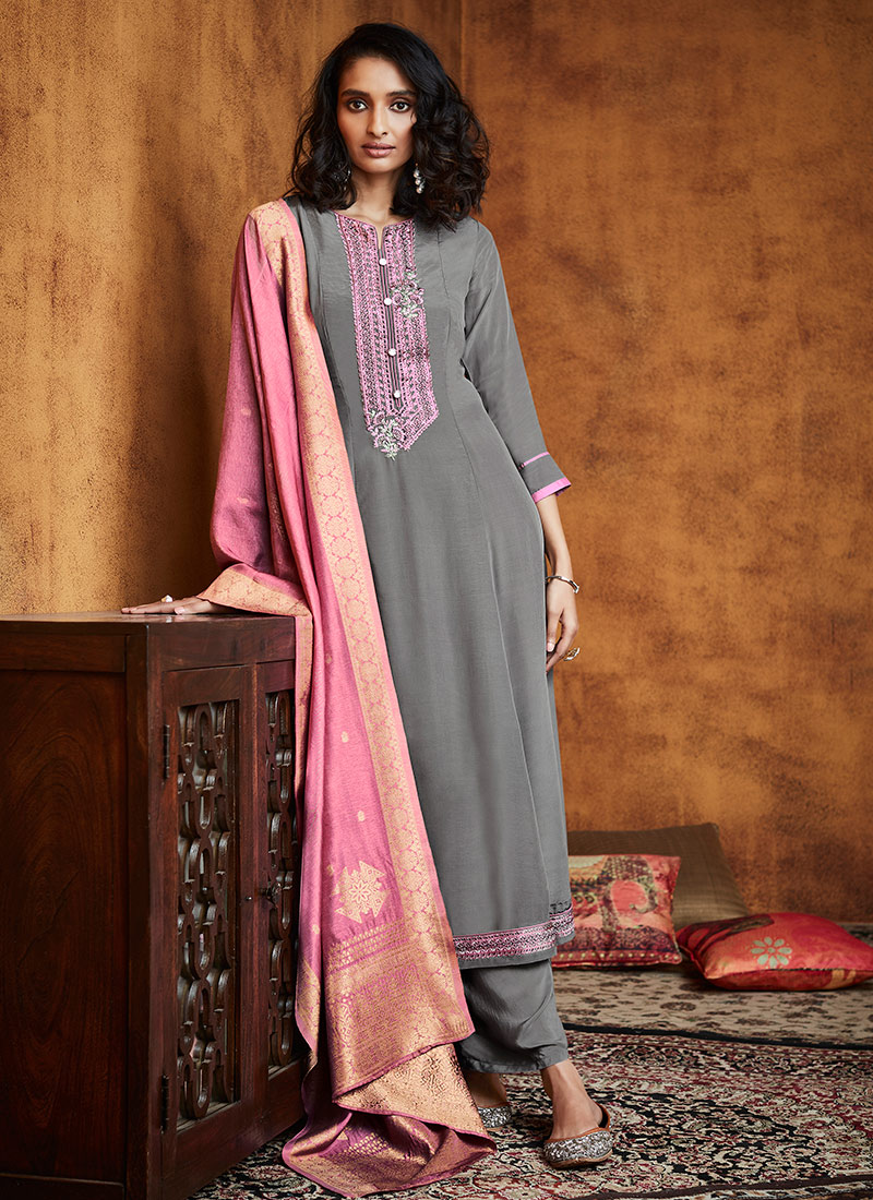 heavy embroidered palazzo suits
