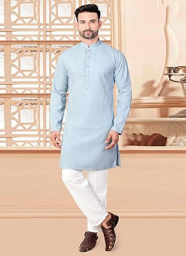 Soft Powder Blue Rayon Kurta Pyjama